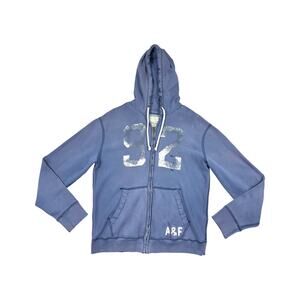 Vintage Abercrombie & Fitch Full Zip Hoodie Men's LARGE Distressed Faded Y2K